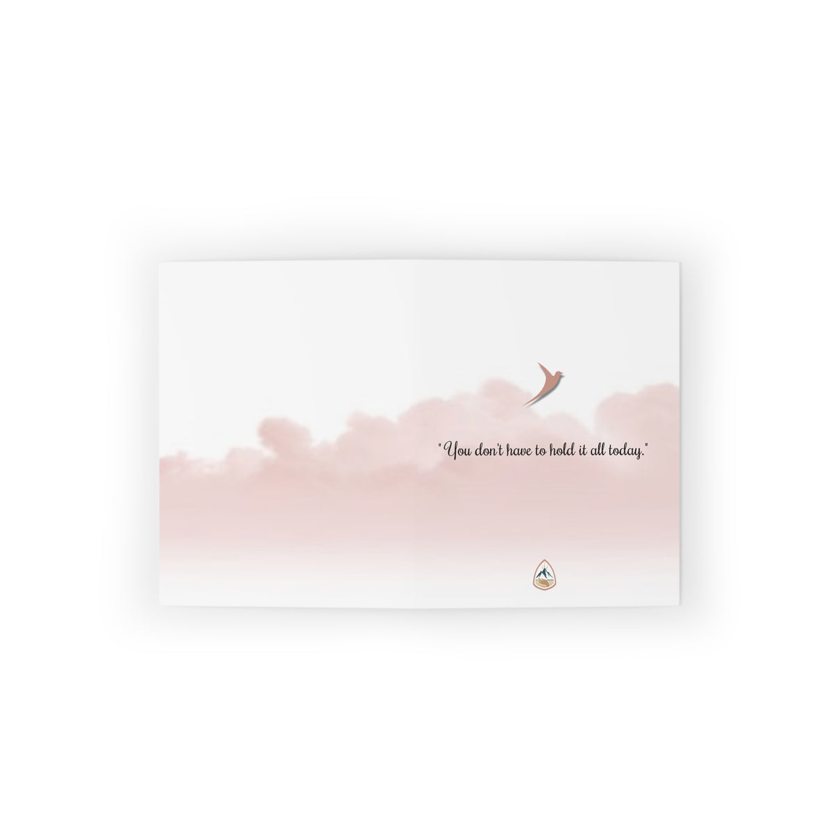 Nurse Greeting Cards — Reclaim Support card opened flat showing the front quote and bird