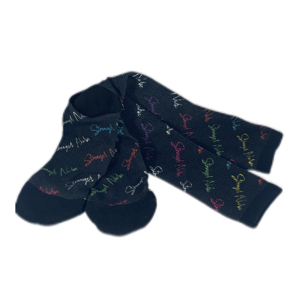 Designer-Inspired Black Compression Socks for Nurses | Stronger Nurse Vault