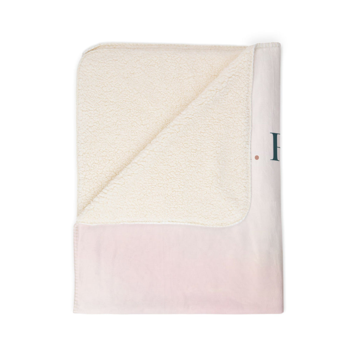 Nurse Sherpa Blanket, folded — cream sherpa fleece back with the blush print on the front