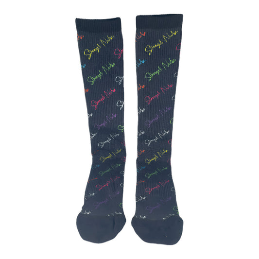 Designer-Inspired Black Compression Socks for Nurses | Stronger Nurse Vault